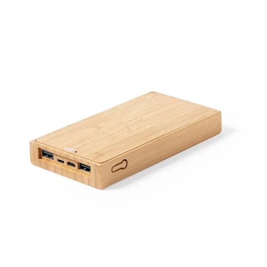 Bambusowy power bank 10000 mAh, bezprzewodowa ładowarka 5W, ładowarka słoneczna (V8335-16)