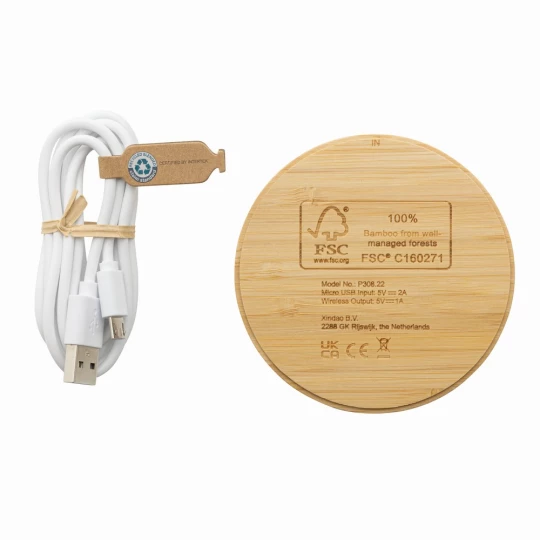 Bambusowa ładowarka bezprzewodowa 5W (P308.229)