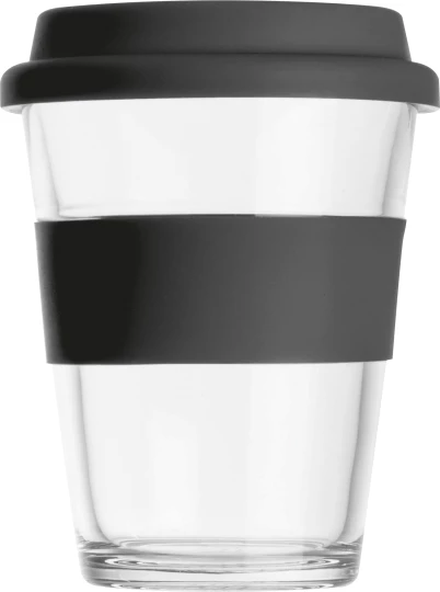 Szklany kubek z pokrywką 300 ml - czarny - (GM-62572-03)
