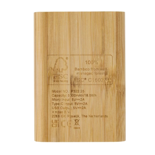 Bambusowy power bank 5000 mAh (P322.259)