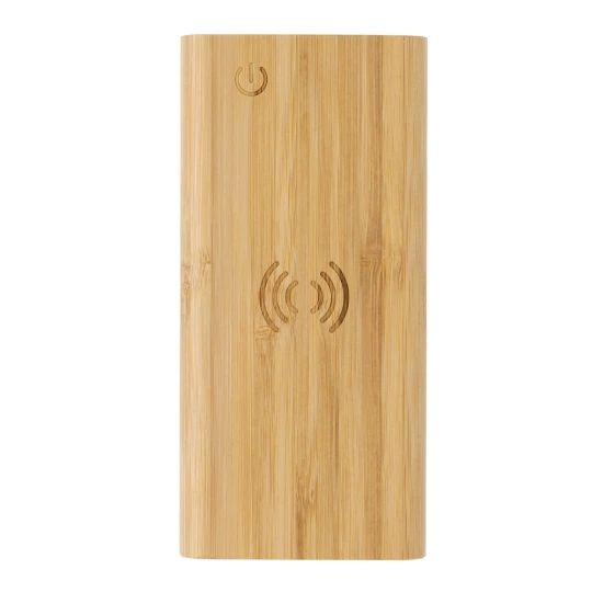Bambusowy, bezprzewodowy power bank 8000 mAh, ładowarka bezprzewodowa 5W (P322.359)