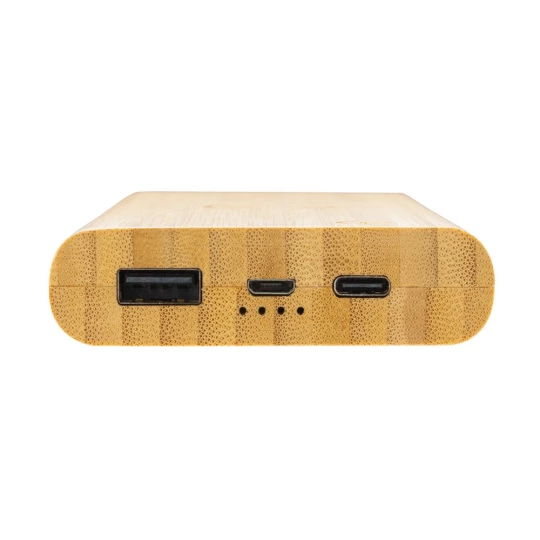 Bambusowy, bezprzewodowy power bank 8000 mAh, ładowarka bezprzewodowa 5W (P322.359)