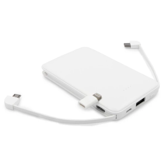 Power bank 5000 mAh ze zintegrowanymi kablami, adapter w komplecie | Presley (V0905-02)