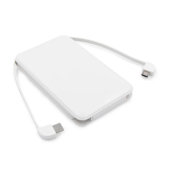 Power bank 5000 mAh ze zintegrowanymi kablami, adapter w komplecie | Presley (V0905-02)