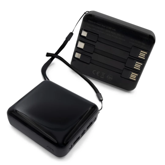 Power bank 10000 mAh, 3 kable do ładowania w komplecie | Tim (V0903-03)