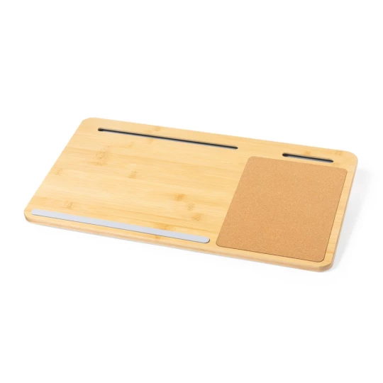 Bambusowy organizer na biurko, stojak na laptopa, stojak na telefon, korkowa podkładka pod mysz (V0271-00)