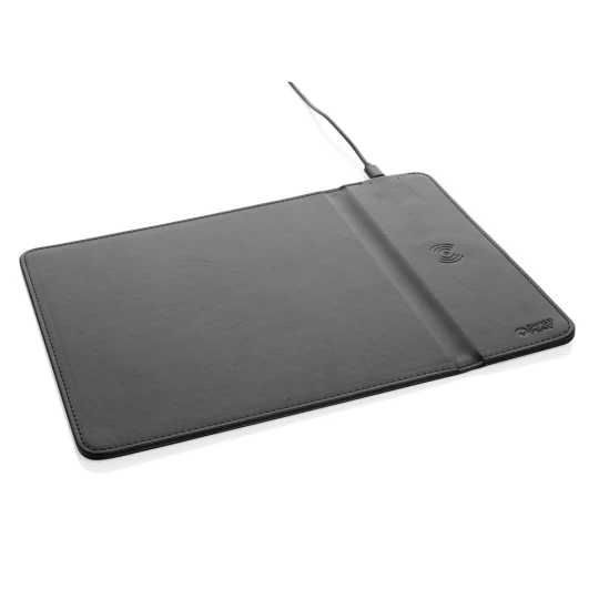 Podkładka pod mysz Swiss Peak, ładowarka bezprzewodowa 10W, PU z recyklingu (P300.241)