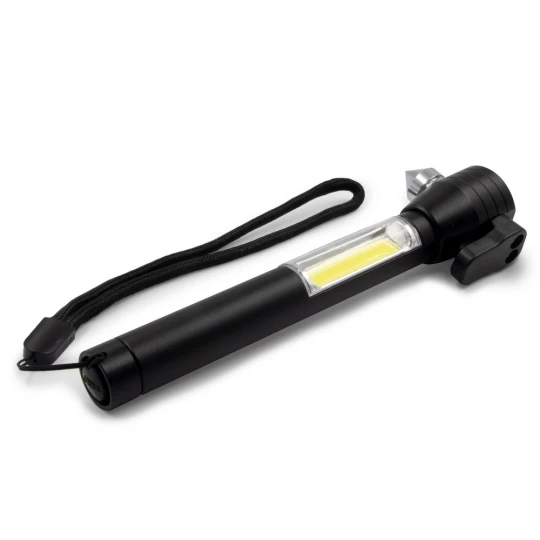 Latarka bezpieczeństwa 1 LED COB, przecinak do pasów, młotek bezpieczeństwa | Flint (V0925-03)