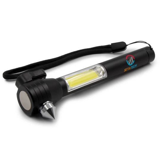 Latarka bezpieczeństwa 1 LED COB, przecinak do pasów, młotek bezpieczeństwa | Flint (V0925-03)