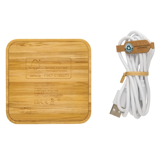 Bambusowa ładowarka bezprzewodowa 10W (P308.379)