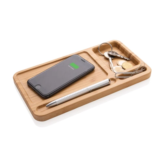 Bambusowa ładowarka bezprzewodowa 10W, organizer na biurko (P308.399)