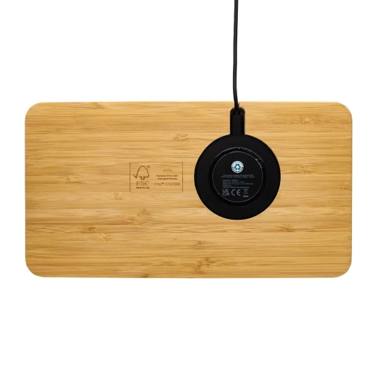 Bambusowa ładowarka bezprzewodowa 10W, organizer na biurko (P308.399)