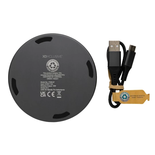 Ładowarka bezprzewodowa 10W Terra, aluminium z recyklingu (P308.672)