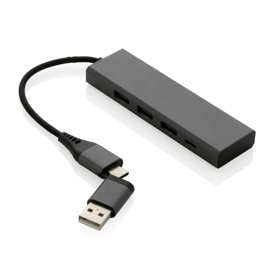 Hub USB 2.0 z USB C, aluminium z recyklingu (P308.682)