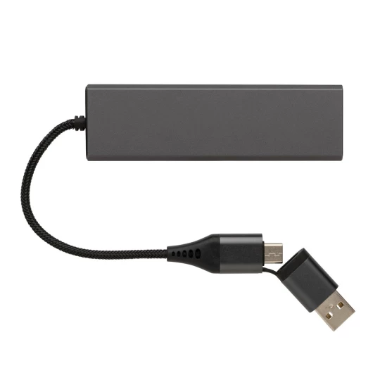 Hub USB 2.0 z USB C, aluminium z recyklingu (P308.682)
