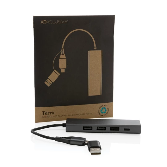 Hub USB 2.0 z USB C, aluminium z recyklingu (P308.682)