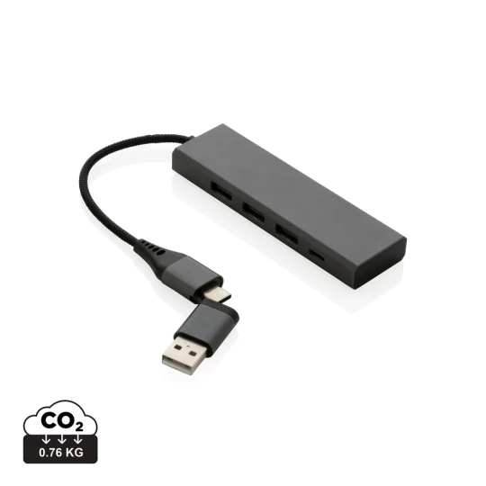 Hub USB 2.0 z USB C, aluminium z recyklingu (P308.682)