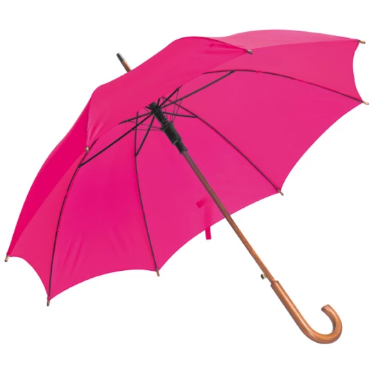 Parasol automatyczny z drewnianą rączką 105 cm - różowy - (GM-45131-11)
