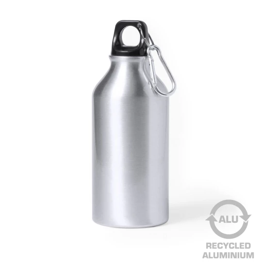 Butelka sportowa 400 ml z aluminium z recyklingu, z karabińczykiem (V1065-32)