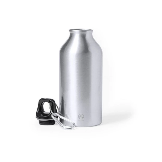 Butelka sportowa 400 ml z aluminium z recyklingu, z karabińczykiem (V1065-32)