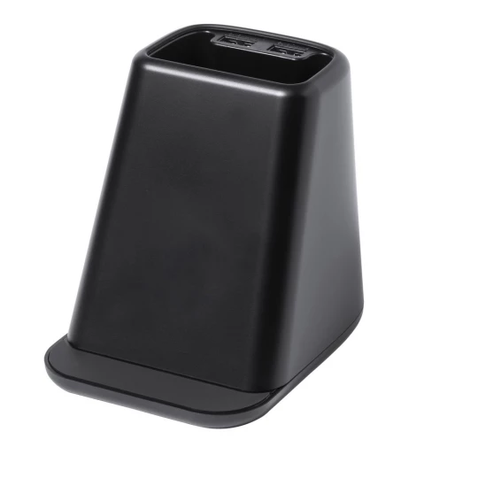 Ładowarka bezprzewodowa 15W, 2 wyjścia USB, pojemnik na przybory do pisania, stojak na telefon (V1113-03)
