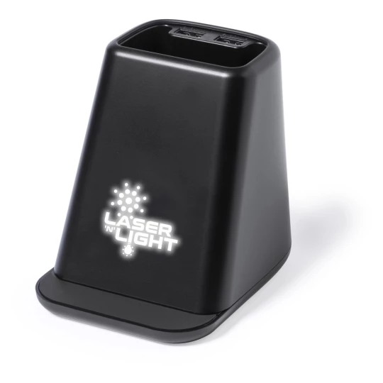 Ładowarka bezprzewodowa 15W, 2 wyjścia USB, pojemnik na przybory do pisania, stojak na telefon (V1113-03)