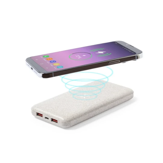 Bezprzewodowy power bank 8000 mAh ze słomy pszenicznej, ładowarka bezprzewodowa 10W (V1119-00)