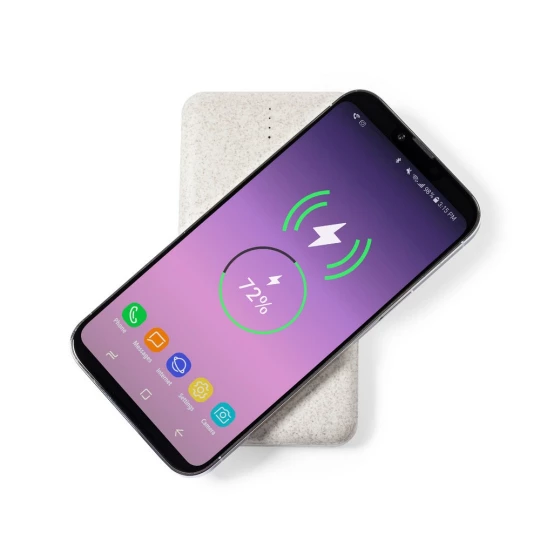 Bezprzewodowy power bank 8000 mAh ze słomy pszenicznej, ładowarka bezprzewodowa 10W (V1119-00)