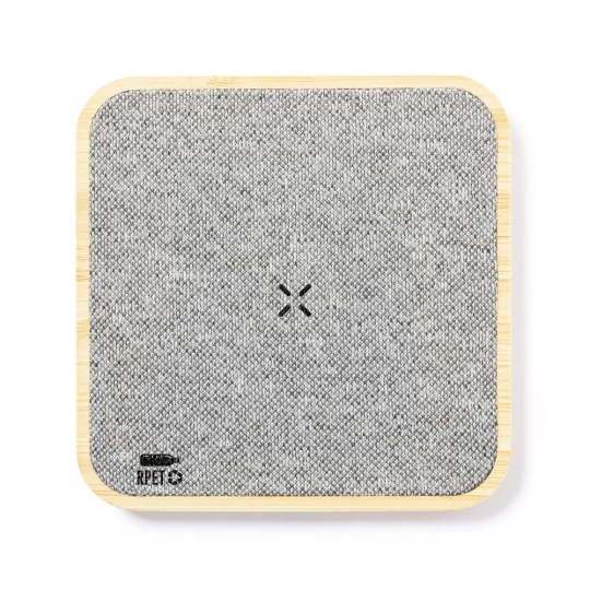 Bambusowa ładowarka bezprzewodowa 15W, elementy z RPET (V1121-00)