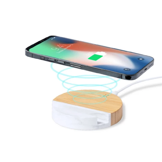 Bambusowa ładowarka bezprzewodowa 15W, stojak na telefon (V1135-00)