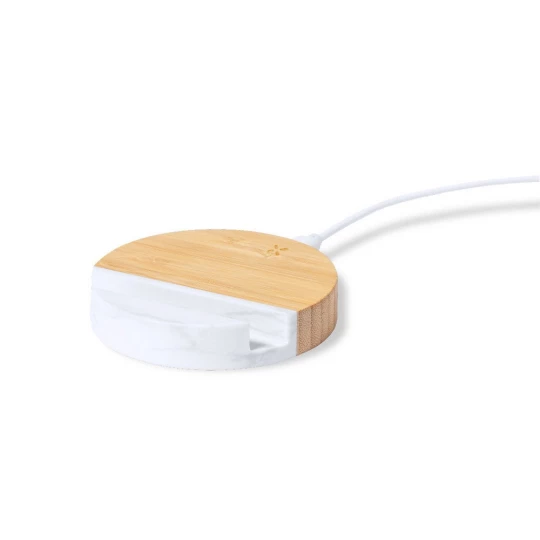Bambusowa ładowarka bezprzewodowa 15W, stojak na telefon (V1135-00)