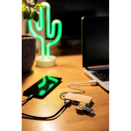 Bambusowy hub USB i USB typu C B'RIGHT | Kenzie (V7283-17)