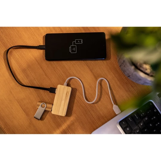 Bambusowy hub USB i USB typu C B'RIGHT | Kenzie (V7283-17)