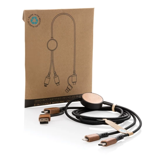 Kabel do ładowania 6 w 1 Ohio, plastik z recyklingu (P302.861)