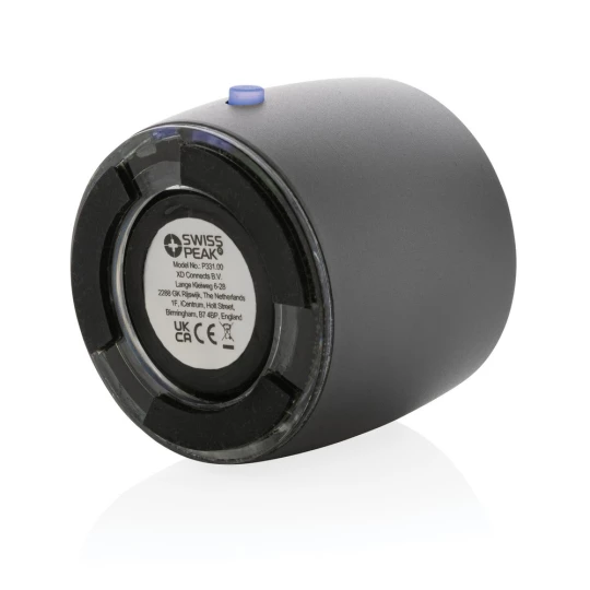 Basowy głośnik bezprzewodowy 3W Swiss Peak, aluminium z recyklingu (P331.002)