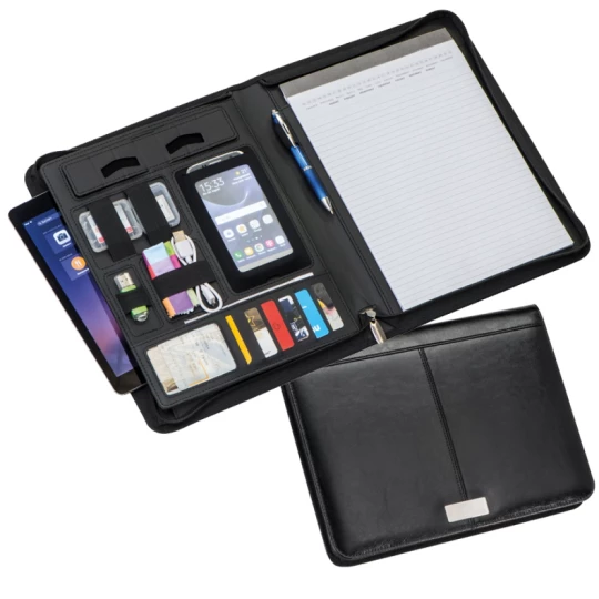 Teczka konferencyjna A4 z kieszenią na tablet - czarny - (GM-20630-03)