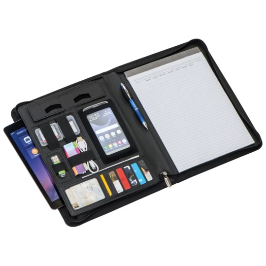 Teczka konferencyjna A4 z kieszenią na tablet - czarny - (GM-20630-03)