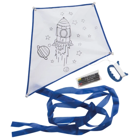 Latawiec do kolorowania z 4 kredkami - biały - (GM-50666-06)