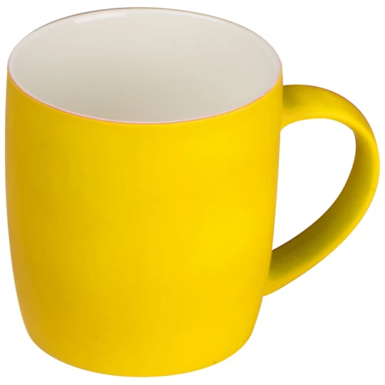 Kubek ceramiczny - gumowany 300 ml - żółty - (GM-80654-08)