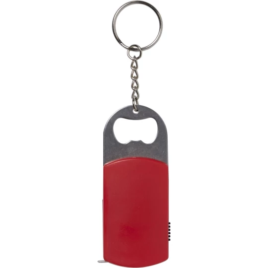 Brelok do kluczy, lampka LED, otwieracz do butelek, miara 1m (V9458-05)
