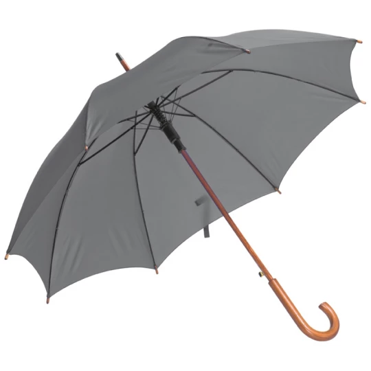 Parasol automatyczny z drewnianą rączką 105 cm - szary - (GM-45131-07)