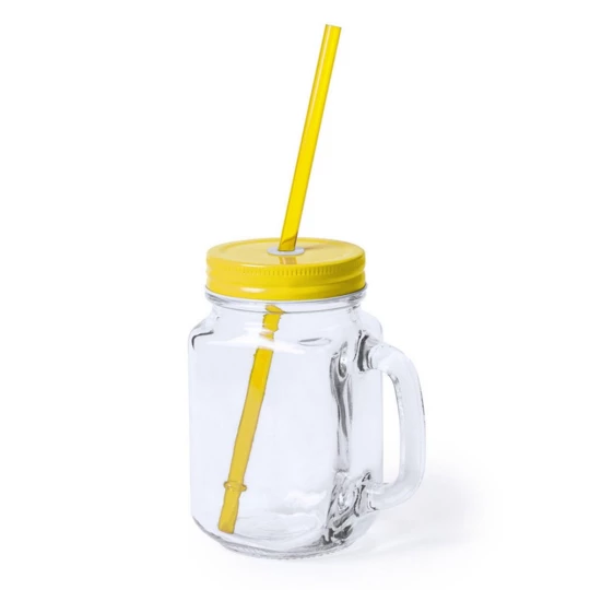 Słoik do picia 500 ml ze słomką (V8983-08)