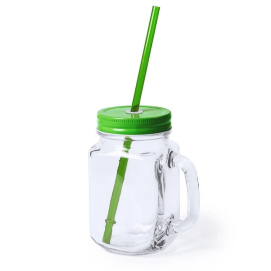Słoik do picia 500 ml ze słomką (V8983-06)