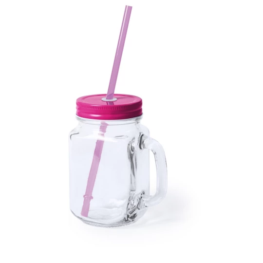 Słoik do picia 500 ml ze słomką (V8983-31)