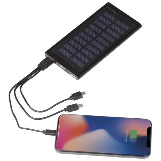 Power bank 8000 mAh - solarny - czarny - (GM-30824-03)