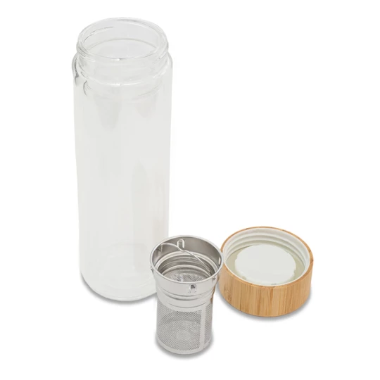 Szklana butelka z zaparzaczem Celle 420 ml, transparentny (R08234.00)