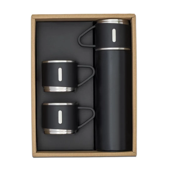 Termos z kubkami Attu 500 ml, czarny (R08217.02)