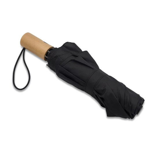 Parasol z drewnianą rączką Granton, czarny (R17953.02)