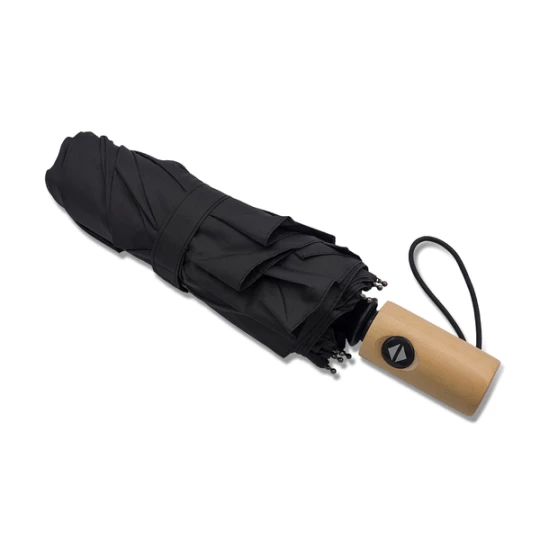 Parasol z drewnianą rączką Granton, czarny (R17953.02)