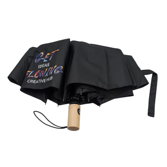 Parasol z drewnianą rączką Granton, czarny (R17953.02)
